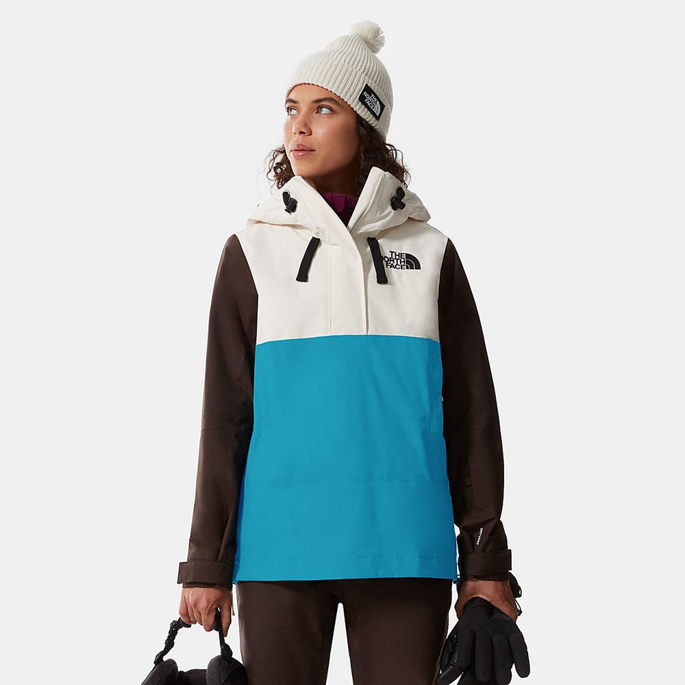 The North Face Ski Jacket Womens Australia - The North Face Tanager Fanorak White / Dark Brown / Blu